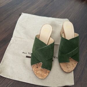ATP Green Suede Women's Slide Sandals